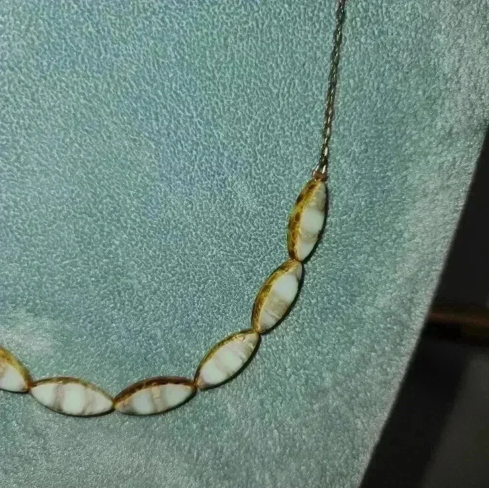 Natural brass and stone necklace 17